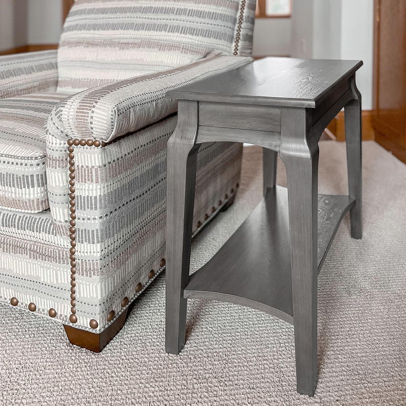 Leick Home Stratus Chairside End Table, Solid Wood, with Shelf, for Living Rooms and Small Spaces, Smoke Gray, 22005-GR - Image 3