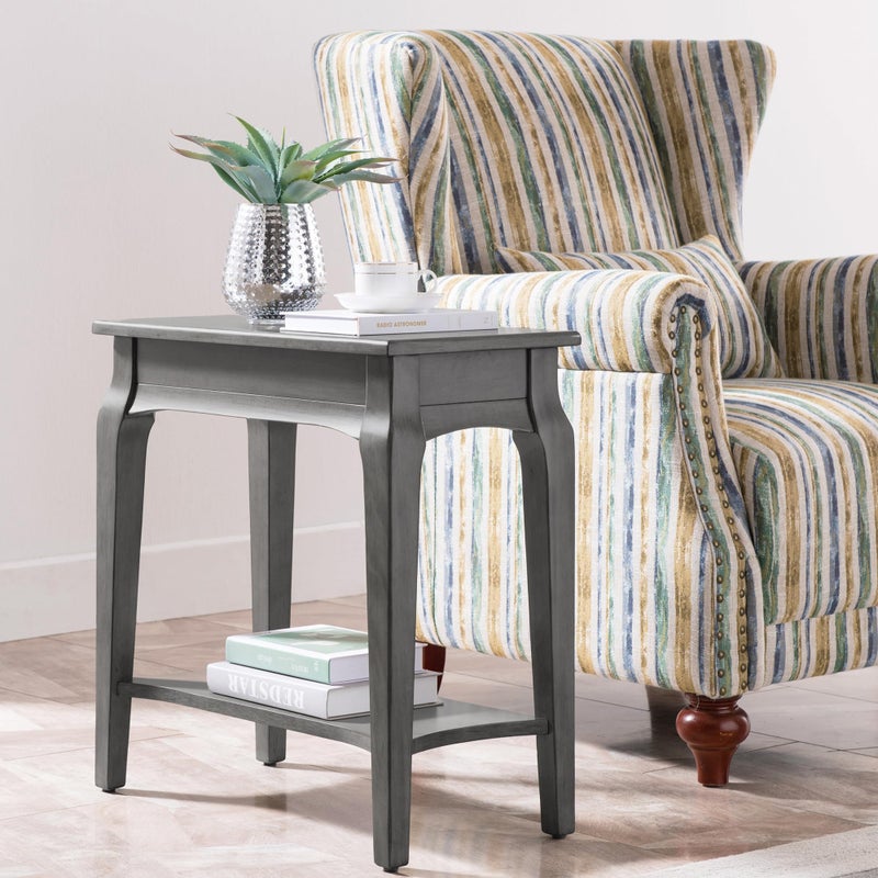 Leick Home Stratus Chairside End Table, Solid Wood, with Shelf, for Living Rooms and Small Spaces, Smoke Gray, 22005-GR - Image 2
