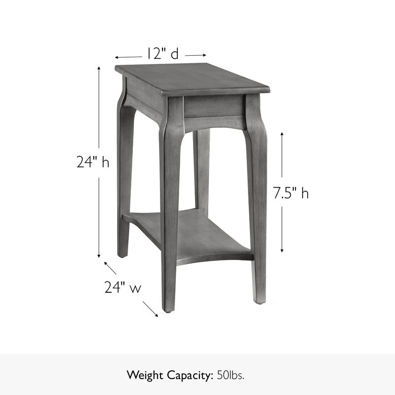 Leick Home Stratus Chairside End Table, Solid Wood, with Shelf, for Living Rooms and Small Spaces, Smoke Gray, 22005-GR - Image 5