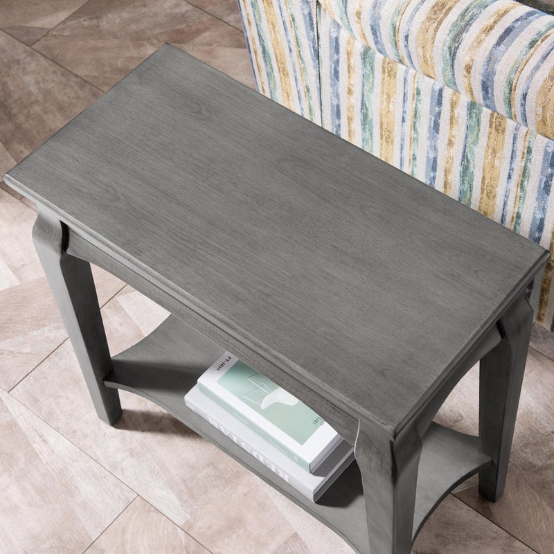 Leick Home Stratus Chairside End Table, Solid Wood, with Shelf, for Living Rooms and Small Spaces, Smoke Gray, 22005-GR - Image 4
