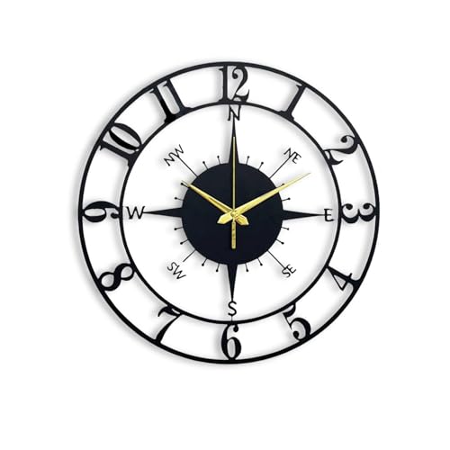 AVVIC MART Designer Metal Analog Wall Clock for Living Room | Latest Antique Stylish Fancy Decorative Big Size Wall Watch for Bedroom, Office, Kitchen, Dining, Hall and Decor (Black(DA-141), 40CM) - Image 1
