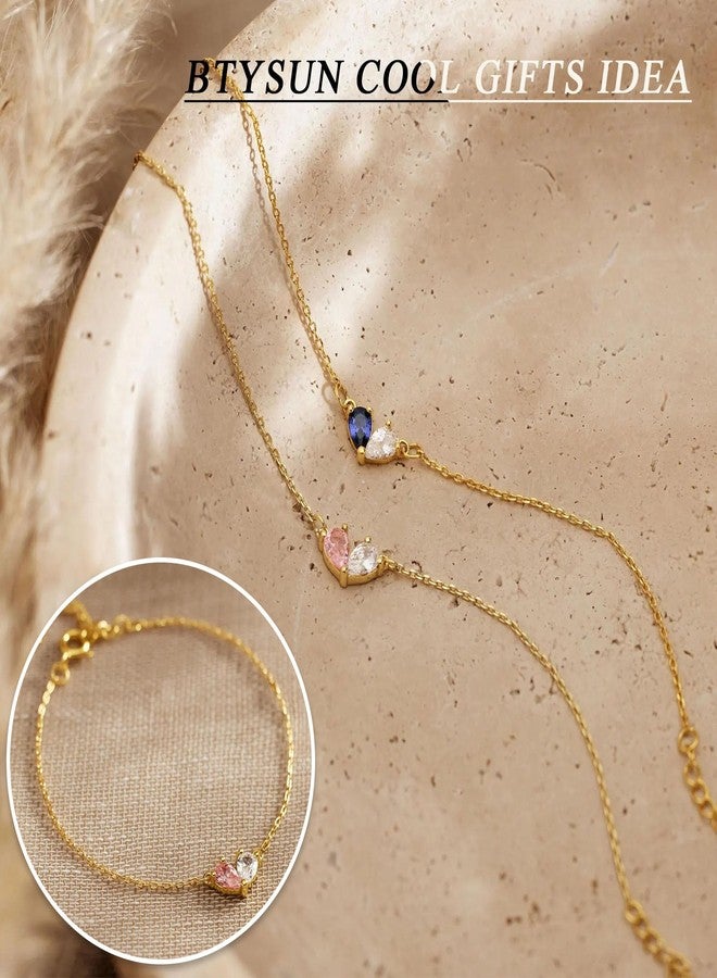 Btysun Birthday Gifts for Women, March 14K Gold Bracelets for Women Heart Aquamarine Bracelet with Birthstone Birthday Gifts for Her Dainty Stocking Stuffers for Teens September Jewelry - Image 3