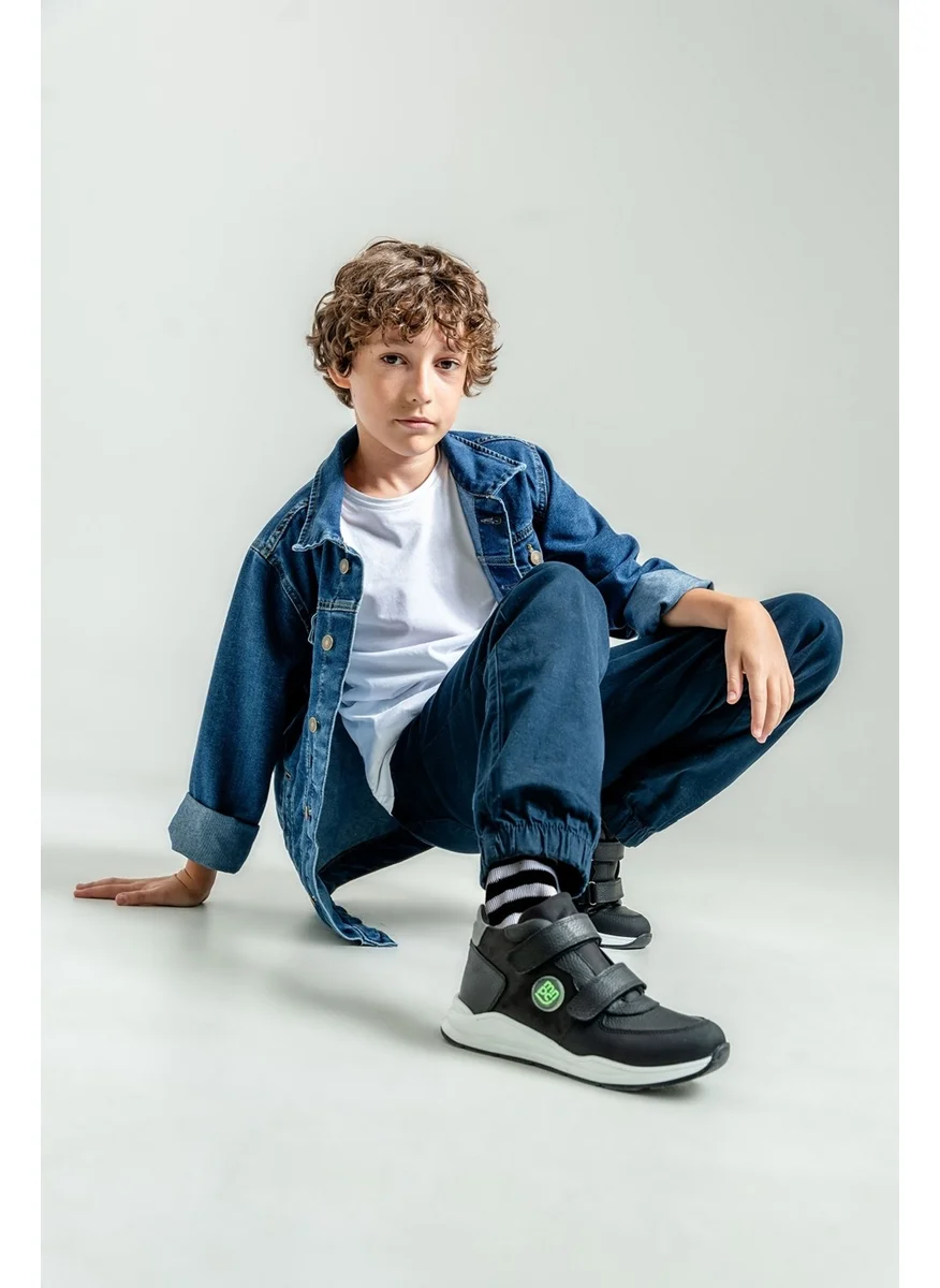 Mnpc Boy Black Genuine Leather Anatomical Casual Boots