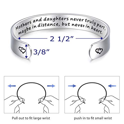 LParkin Mom Gifts Bracelets Mothers and Daughters Never Truly Part Maybe In Distance But Never In Heart Moms Bracelet Gift from Daughter - Image 4