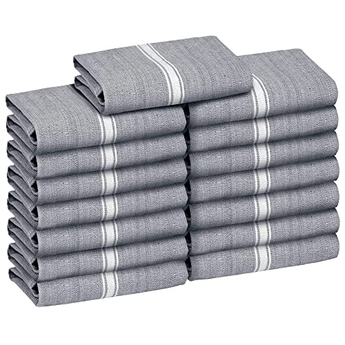 Zeppoli Classic Kitchen Towels - 15 Pack 100% Natural Cotton Towel Set, Reusable Wash Cloths, Absorbent Dish Towels, Machine Washable Hand Towels, Kitchen Essentials - 14” by 25” - Black - Image 1