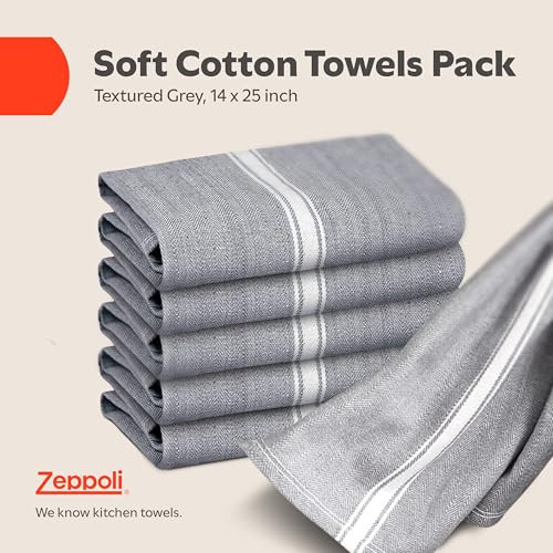 Zeppoli Classic Kitchen Towels - 15 Pack 100% Natural Cotton Towel Set, Reusable Wash Cloths, Absorbent Dish Towels, Machine Washable Hand Towels, Kitchen Essentials - 14” by 25” - Black - Image 2