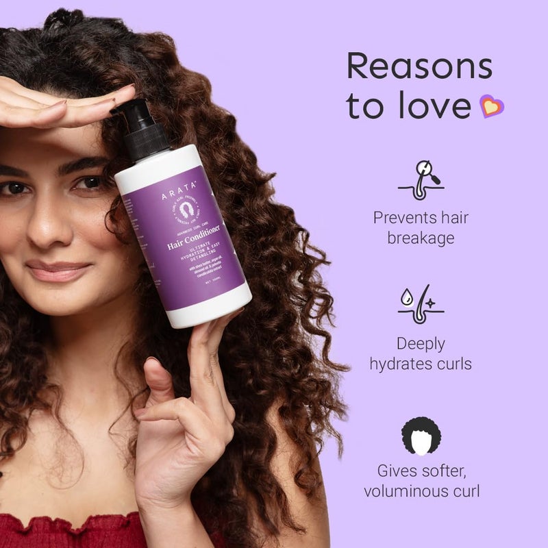 Arata Advanced Curl Care Hair Conditioner 300 Ml RinseOut Conditioner With Shea Butter Argan Oil Almond Oil Pelvetia Canaliculata Ultimate Hydration Easy Detangling1 Count - Image 3
