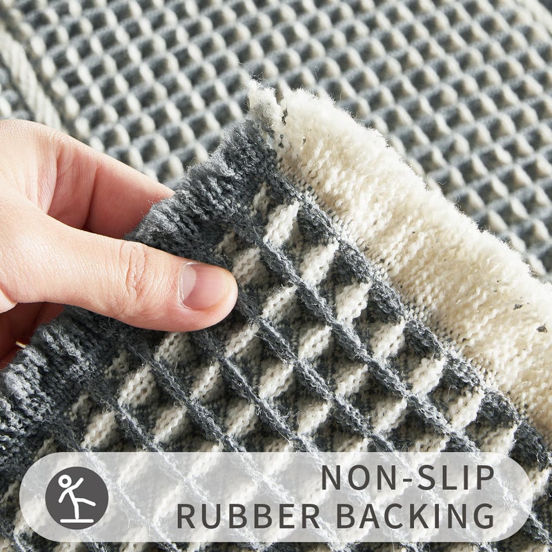 BULULOM Bath Matts for Bathroom Upgraded Waffle Super Absorbent Bath Mat Bathroom Rugs Non Slip Washable  Quick Dry Shower Mats  Ultra Soft Bath Mats for Bathroom Floor Bluish Grey & Yellow 24""*36"" - Image 4