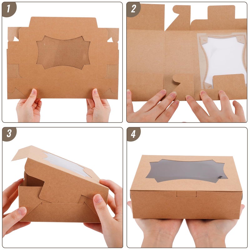 TOMNK 24pcs 8x6x2.5 â€‹Inches Cookie Boxes, Bakery Boxes with 3 Style Window, Treat Boxes, Pastry Pie Boxes for Chocolate Strawberries, Donuts, Cupcakes, Muffins and Dessert - Image 3