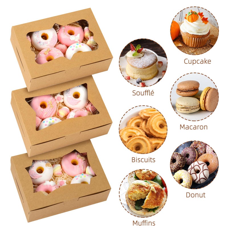 TOMNK 24pcs 8x6x2.5 â€‹Inches Cookie Boxes, Bakery Boxes with 3 Style Window, Treat Boxes, Pastry Pie Boxes for Chocolate Strawberries, Donuts, Cupcakes, Muffins and Dessert - Image 4