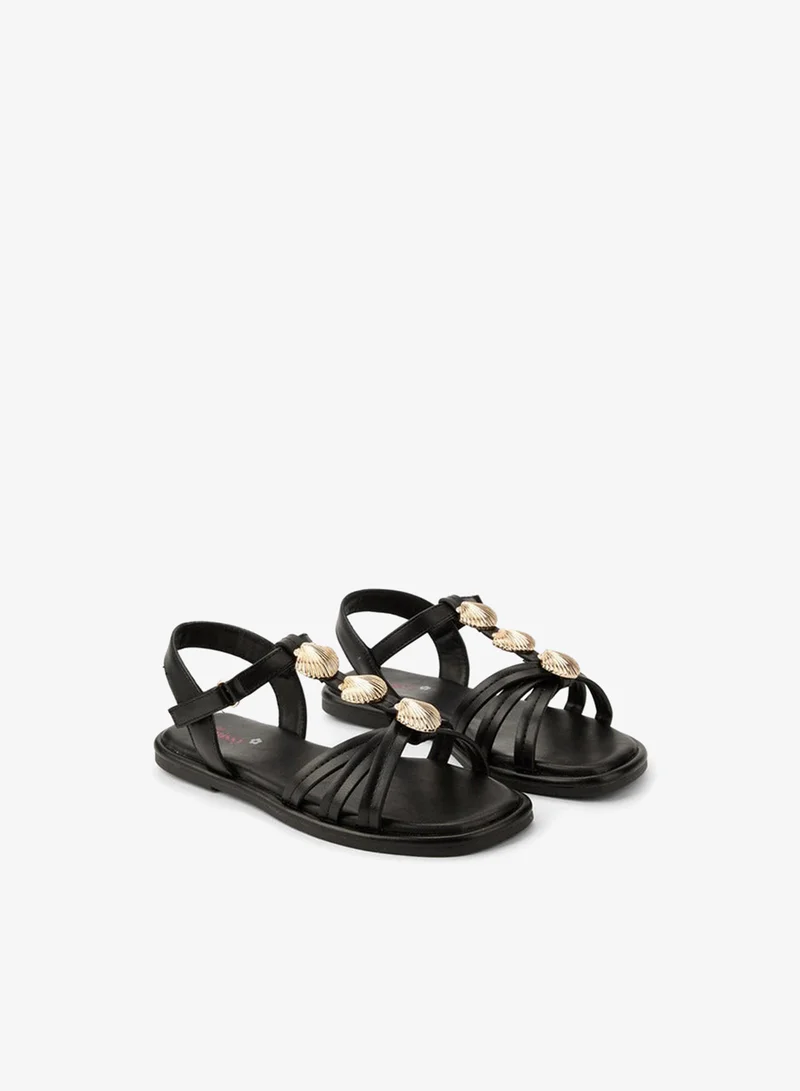 Little Missy Black Girls Shell Embellished Sandals for Women | Best Price UAE