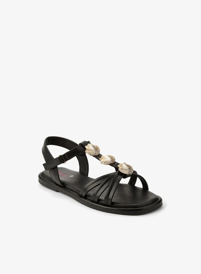 Little Missy Black Girls Shell Embellished Sandals for Women | Best Price UAE