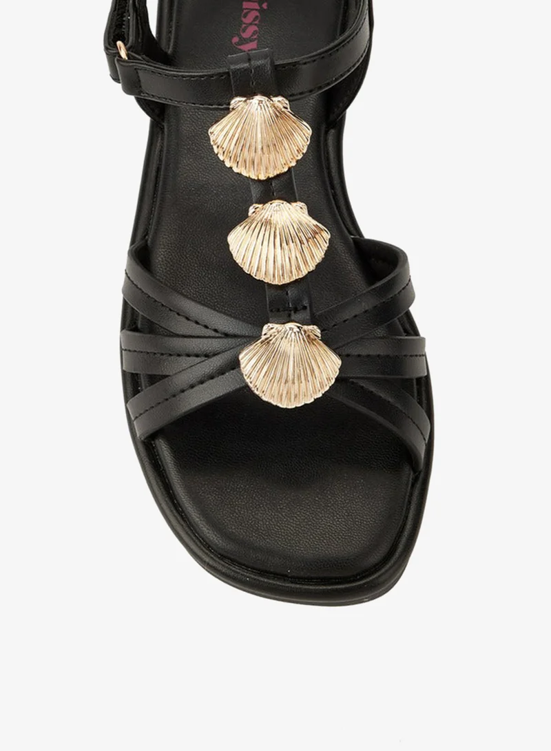 Little Missy Black Girls Shell Embellished Sandals for Women | Best Price UAE