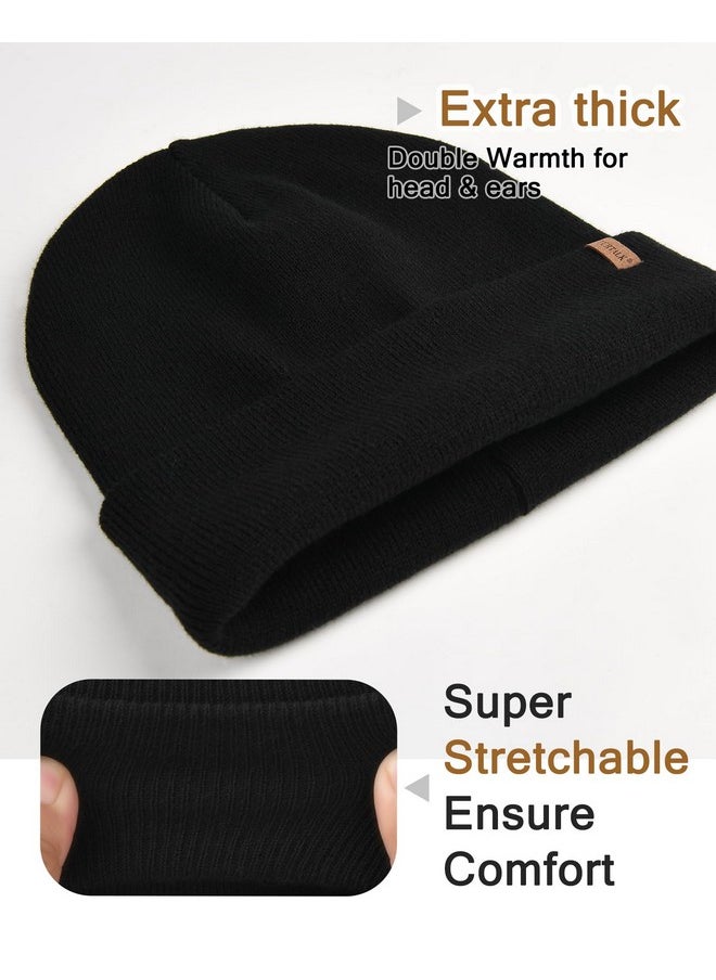 FURTALK Mens Beanie Fleece Lined Winter Hats Double Layered Stylish Knited Cuffed Plain Hat Black - pzsku/Z2C18B844AAF8426757C2Z/45/_/1736571089/7253146a-2e13-459c-82ab-0a4d92b50e17