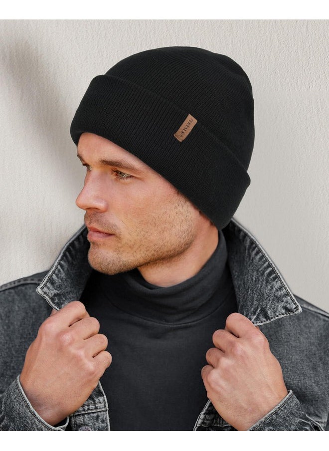 FURTALK Mens Beanie Fleece Lined Winter Hats Double Layered Stylish Knited Cuffed Plain Hat Black - pzsku/Z2C18B844AAF8426757C2Z/45/_/1736571091/6de2d32a-a23f-4dc0-989c-4b60a1b4c767