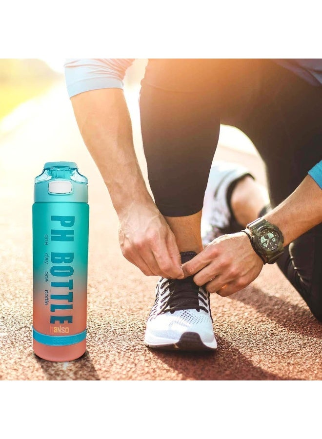 هابي هوم زجاجة مياه رياضية سعة 1 لتر خالية من البيسفينول A، محمولة ومضادة للتسرب مع مؤشرات وقت تحفيزية، فتحة فم واسعة وتنظيف سهل، مصنوعة من مادة متينة مقاومة للكسر، مثالية للرياضة والجيم وركوب الدراجات والتنزه والتخييم والعمل والمدرسة، قابلة لإعادة الاستخدام وصديقة للبيئة للحفاظ على الترطيب طوال اليوم- لون أزرق/برتقالى - Image 5