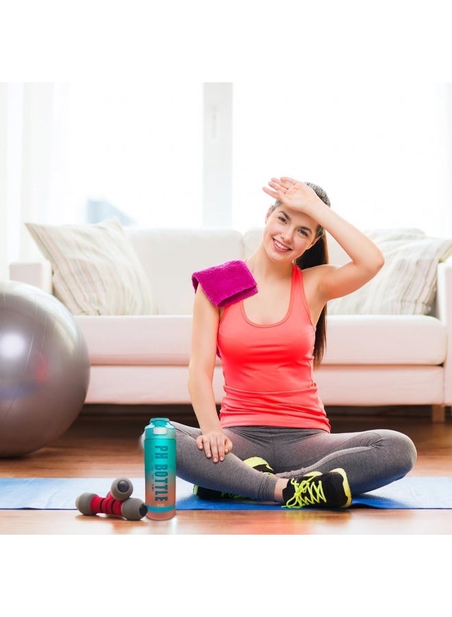 هابي هوم زجاجة مياه رياضية سعة 1 لتر خالية من البيسفينول A، محمولة ومضادة للتسرب مع مؤشرات وقت تحفيزية، فتحة فم واسعة وتنظيف سهل، مصنوعة من مادة متينة مقاومة للكسر، مثالية للرياضة والجيم وركوب الدراجات والتنزه والتخييم والعمل والمدرسة، قابلة لإعادة الاستخدام وصديقة للبيئة للحفاظ على الترطيب طوال اليوم- لون أزرق/برتقالى - Image 2