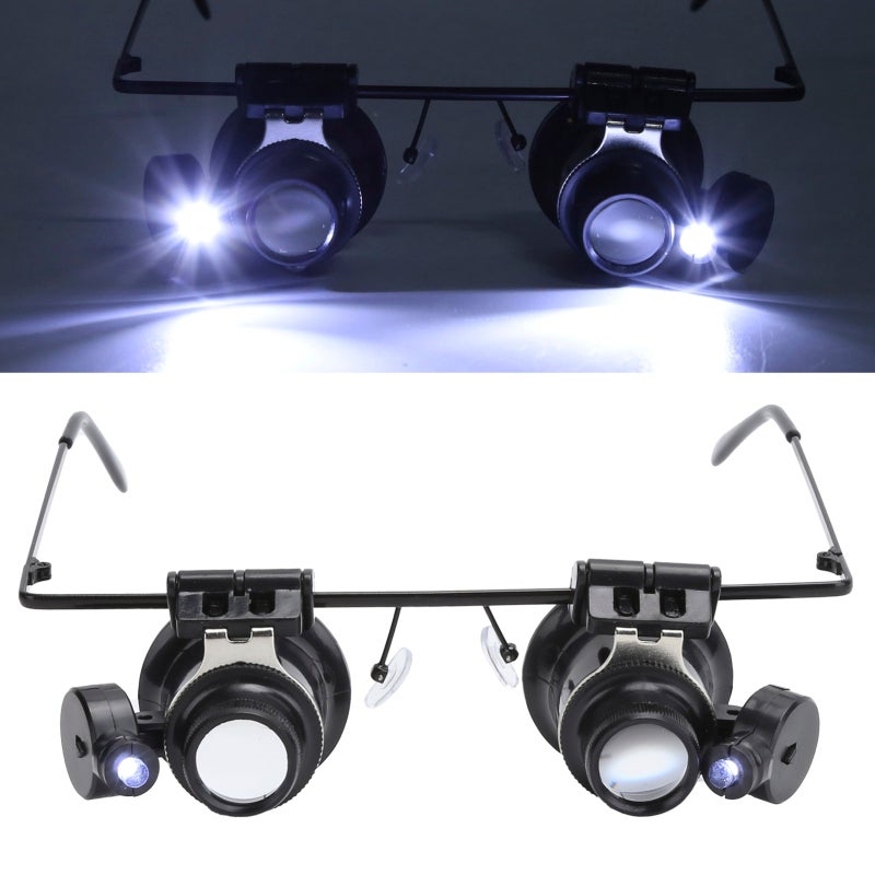 LED Repair Magnifier 2-Pack Adjustable Magnifying Glass - Energy-Efficient LED Lights Eye Loupe for Jewelry Identification Watch Repair - Image 2