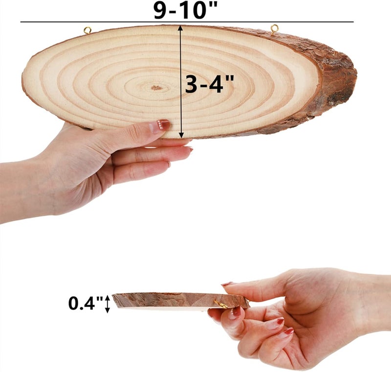DEAYOU 8 Pack Unfinished Wood Crafts, Wooden Sign with Eye Ring for Centerpiece, Painting, 9-11" L x 3-4" W, Oval - Image 2