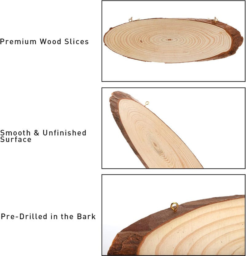 DEAYOU 8 Pack Unfinished Wood Crafts, Wooden Sign with Eye Ring for Centerpiece, Painting, 9-11" L x 3-4" W, Oval - Image 4