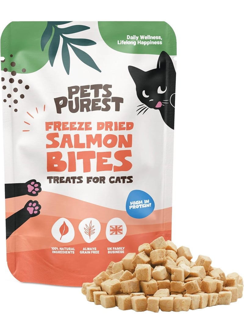 Pets Purest Salmon Freeze Dried Cat Treats - Rich in Omega 3 for Cats & Kittens. Grain Free, Natural Healthy Cat Treats Made from 100% Freeze Dried Salmon 50g - Image 1