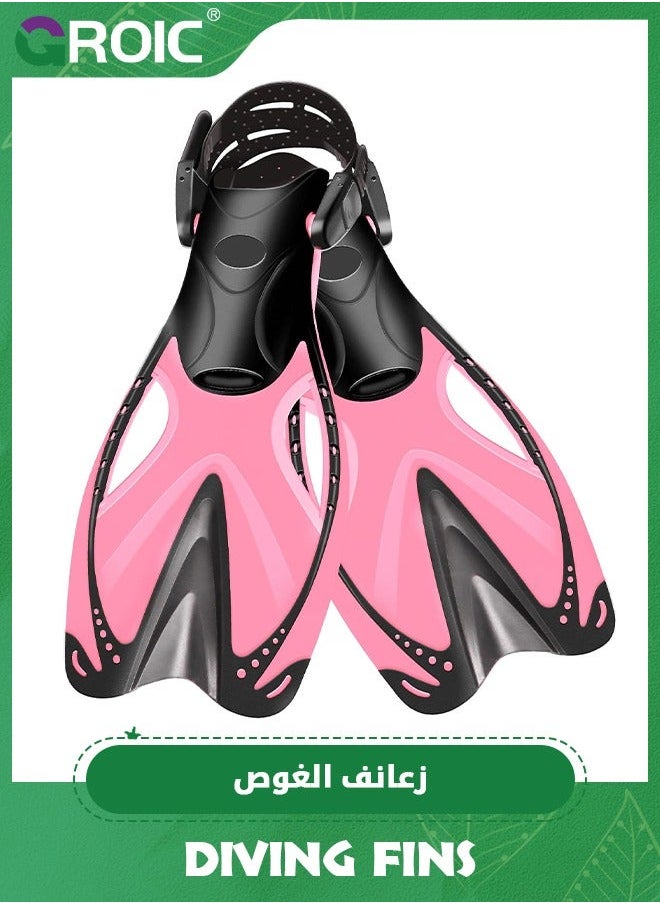 GROIC Snorkel Fins Swim Open Heel, Adjustable and Light Diving Buckles Heel Flippers with Good Thrust, Travel Size Short for Snorkeling Swimming Kids 1-4 US  - Image 1