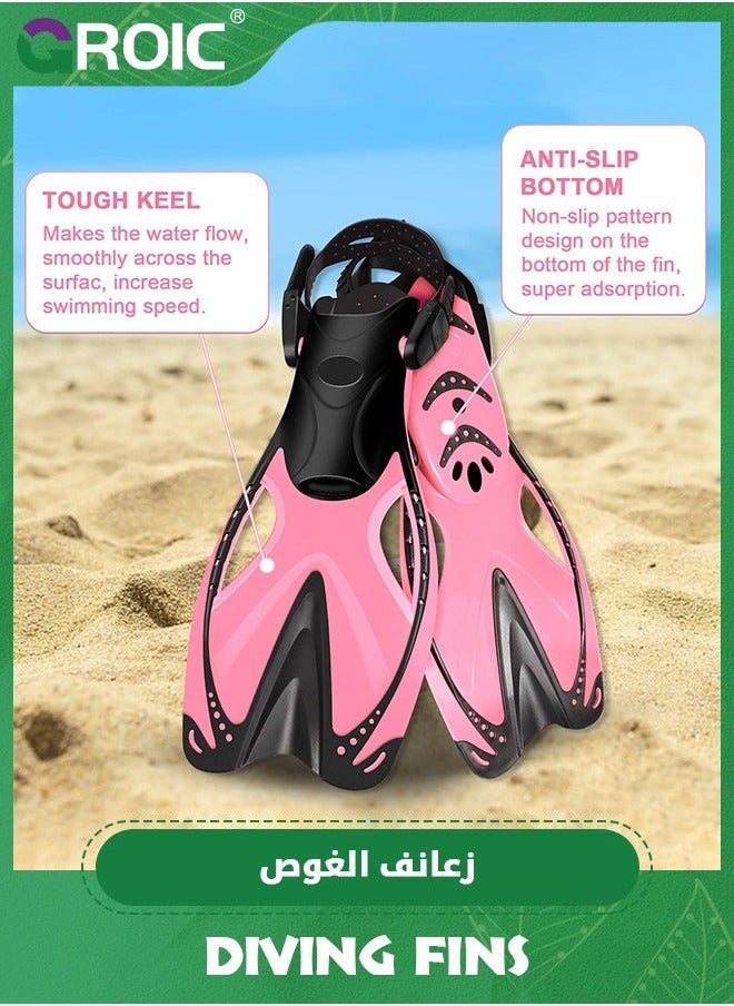 GROIC Snorkel Fins Swim Open Heel, Adjustable and Light Diving Buckles Heel Flippers with Good Thrust, Travel Size Short for Snorkeling Swimming Kids 1-4 US  - Image 4