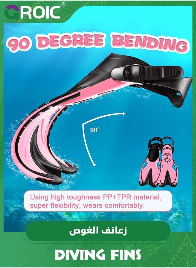 GROIC Snorkel Fins Swim Open Heel, Adjustable and Light Diving Buckles Heel Flippers with Good Thrust, Travel Size Short for Snorkeling Swimming Kids 1-4 US  - Image 3