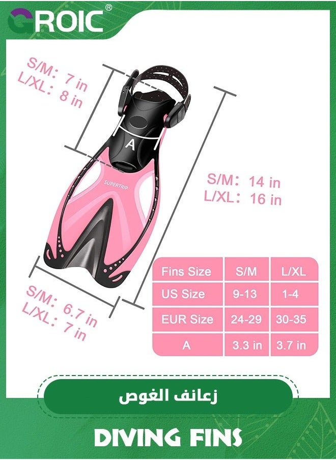 GROIC - Snorkel Fins Swim Open Heel, Adjustable and Light Diving Buckles Heel Flippers with Good Thrust, Travel Size Short for Snorkeling Swimming Kids 1-4 US - Image 1
