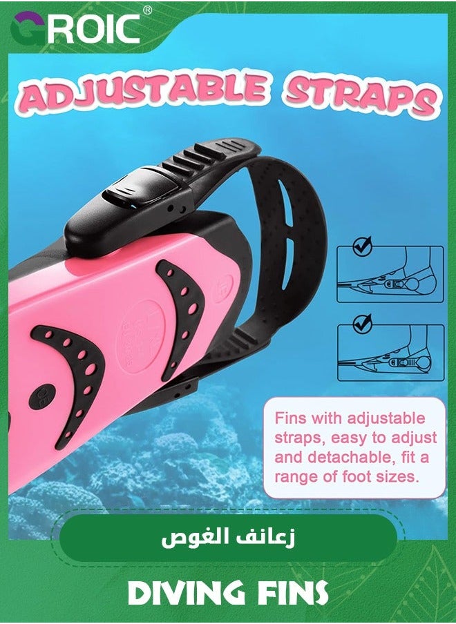 GROIC Snorkel Fins Swim Open Heel, Adjustable and Light Diving Buckles Heel Flippers with Good Thrust, Travel Size Short for Snorkeling Swimming Kids 1-4 US  - Image 2