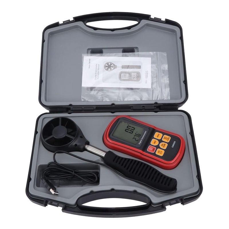 GM8909 مقياس سرعة الرياح الرقمي المحمول مع شاشة LCD ووظيفة تثبيت البيانات - Image 1