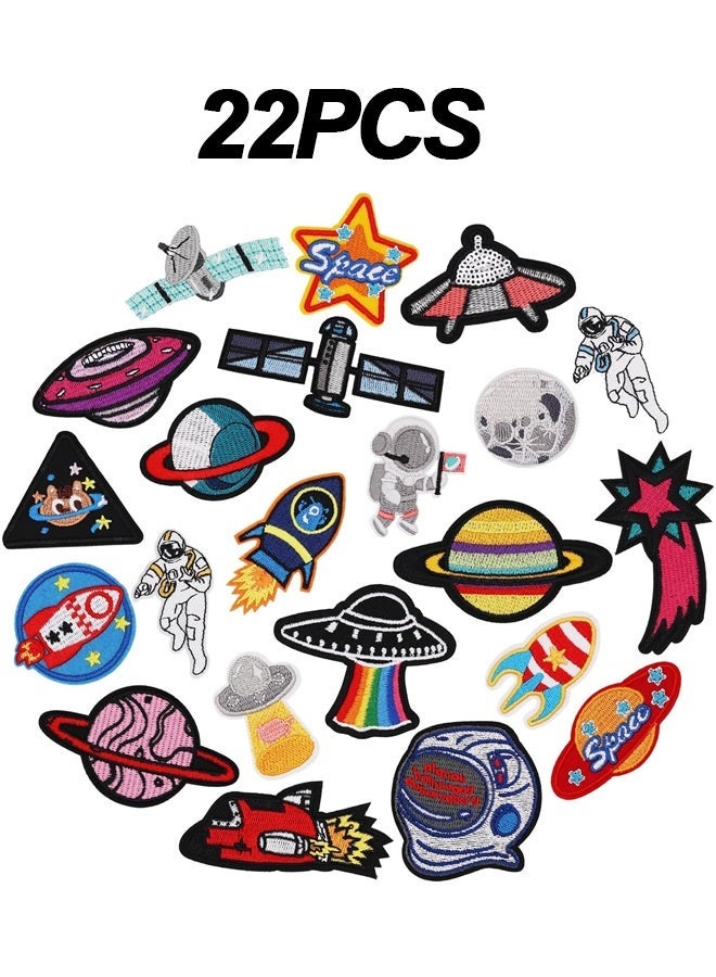 22Pcs Space Planet Astronaut Iron-on Patches for DIY Clothing Sewing Fabric Patchwork Space Explorer - Image 1