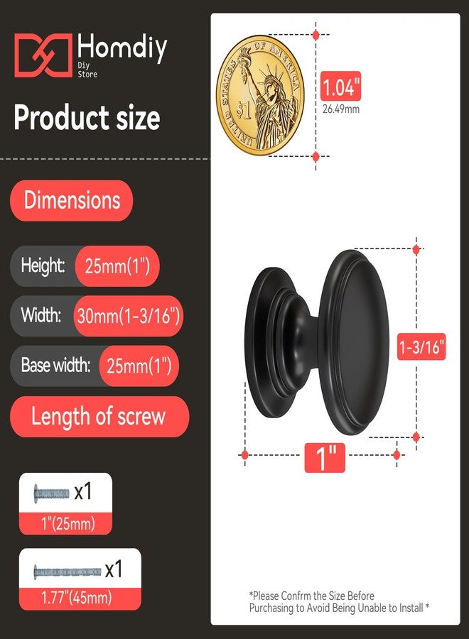 homdiy 20 Pack Black Cabinet Knobs Matte Black Drawer Knobs Kitchen Hardware for Bathroom, Cupboard, Furniture - Image 3