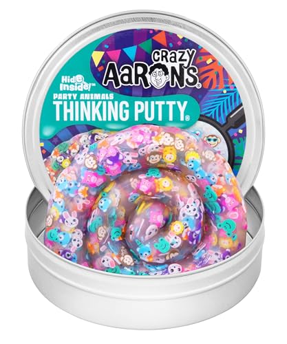 Crazy Aarons Thinking Putty Party Animals Hide Inside Sensory Putty for Kids and Grown ups in a 4 Tin Creative and Endless Fun Stress Relief Therapy Toys Never Dries Out Made in USA - Image 1