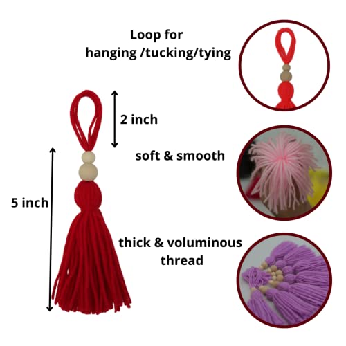 Zippy Flora Woolen Tassels, Pack of 10 (White) - Image 4