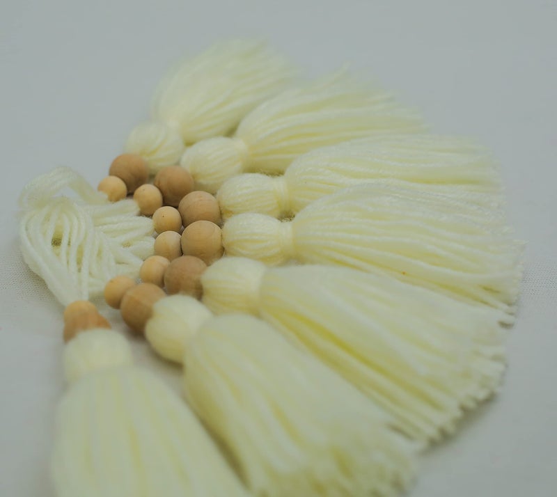 Zippy Flora Woolen Tassels, Pack of 10 (White) - Image 2
