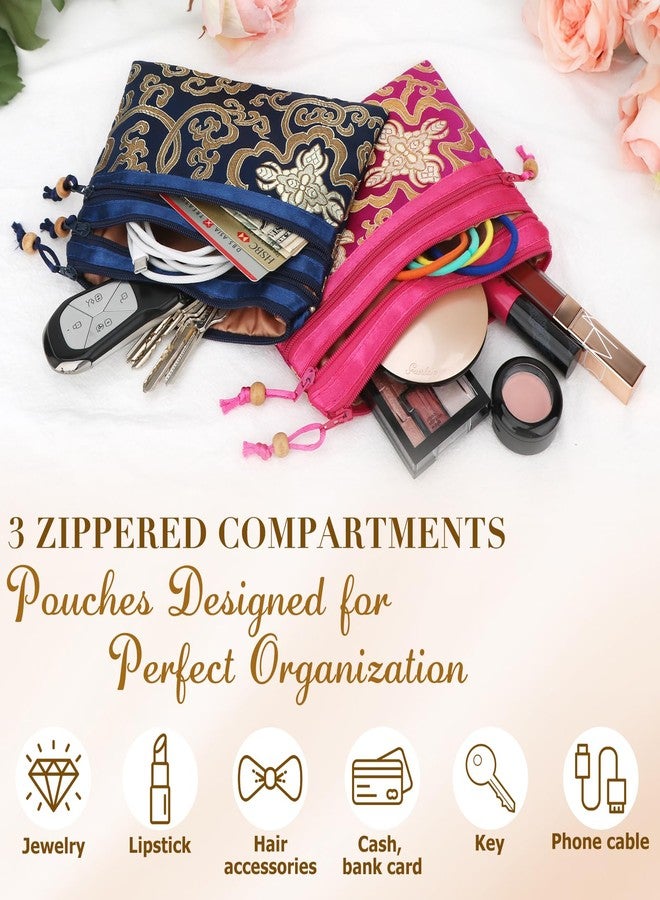 كيلوفلاي حقيبة هدايا من قطعتين من الحرير الصيني المطرز من كيلوفلاي، بثلاثة جيوب بسحاب وشرابة. - Image 5