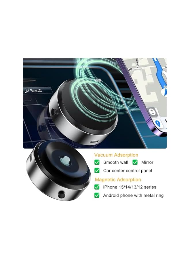 S-TOP Electric Vacuum Magnetic Suction Phone Mount, Hands-Free Shower Phone Holder, 360° Rotating Suction Cup Holder, Magnetic Cell Phone Holder for Car/Gym/Mirror, Compatible with Magsafe iPhone & Android - Image 2