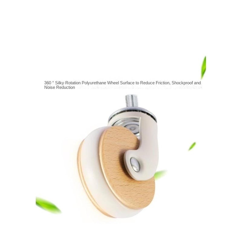 Universal Brake 2.5 Inch Trolley Wheel M8 Screw Beech Wood Caster Furniture Shelf Pulley 4 Pcs - Image 4