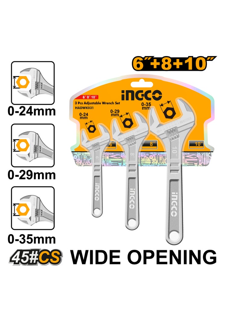 INGCO INGCO 3Pcs Adjustable Wrench Set - HADWK031  - Image 4