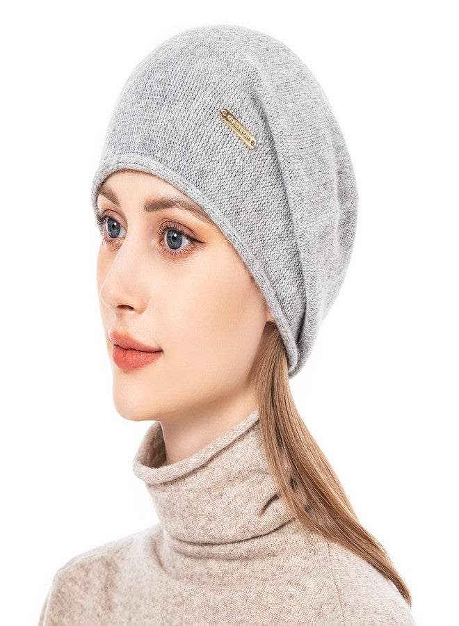 QUEENFUR Knit Slouchy Beanie Hats for Women Cashmere Ski Cap Knitted Wool Soft Warm Winter Hat, A7-soft Grey, One size - Image 2