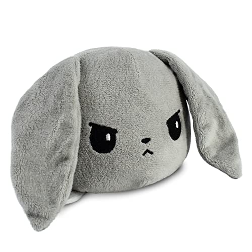TeeTurtle Reversible Bunny Plushie 4Inch White Gray TwoSided Flip Plush Toy with Embroidered Details Cute Mini Collectible Plush for Kids Teens and Adults - Image 1
