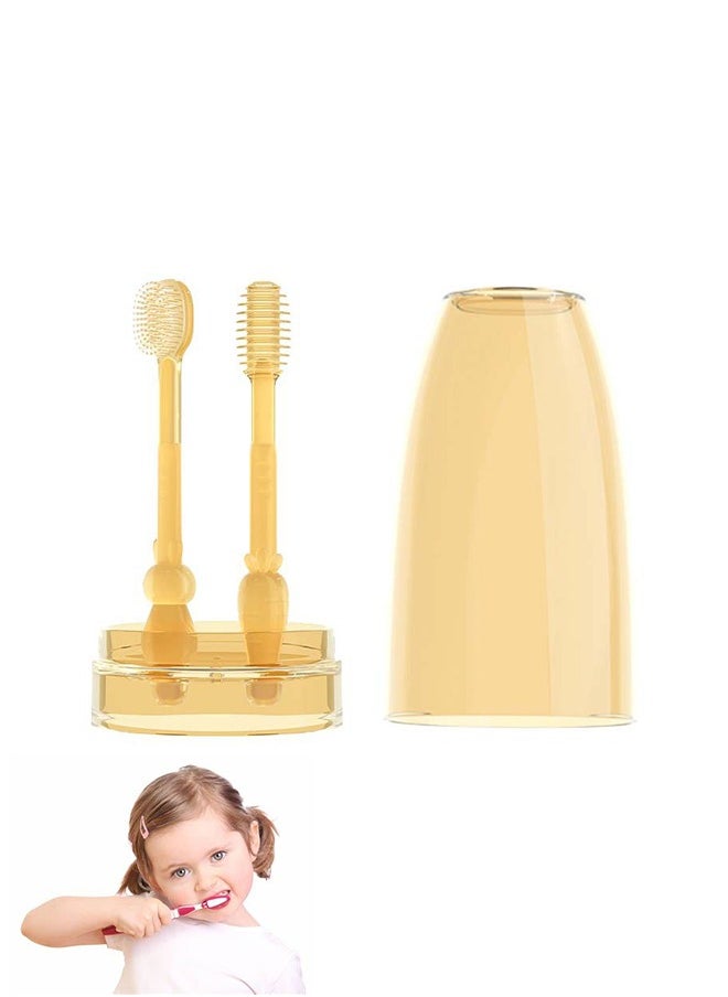 Lemon Liquid Silicone Baby Toothbrush  Set,  Baby Newborn Tongue Cleaner Kids Oral Toothbrush for  0-18M Infant Toddler  - Image 1