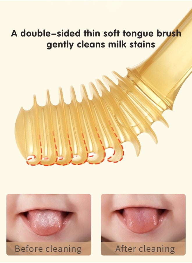 Lemon Liquid Silicone Baby Toothbrush  Set,  Baby Newborn Tongue Cleaner Kids Oral Toothbrush for  0-18M Infant Toddler  - Image 3