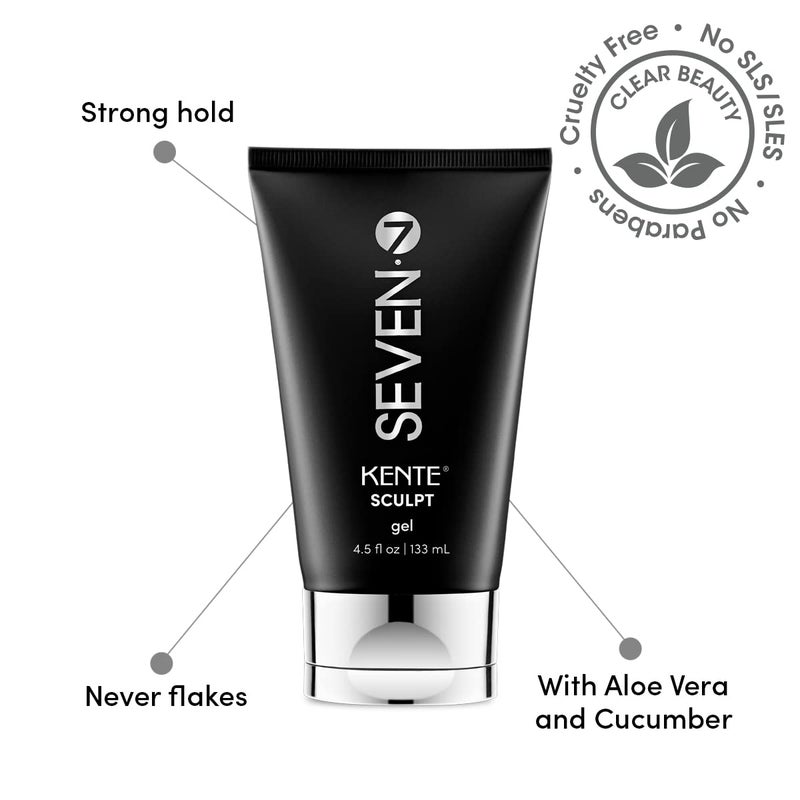 SEVEN Haircare KENTE SCULPT Hair Gel for Women & Men, Strong Hold Styling Gel with Aloe Vera & Cucumber, Alcohol-Free, Flake Free for Curly, Frizzy Hair, Made in USA, 4oz - Image 2