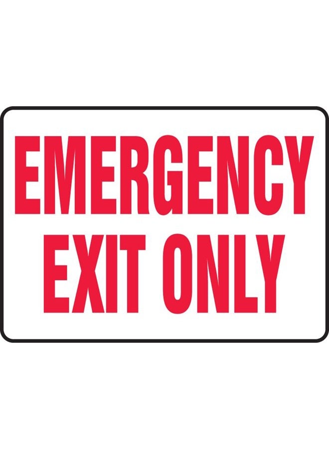 Emergency Exit Fire Sign, 25cm x 36cm , R/WHT MEXT918VA
