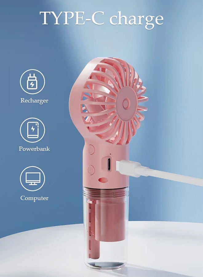 DUNISO Portable Handheld Fan, 2 in1 Spray Fan, USBC Rechargeable Battery Operated and 4 Gear Personal Fan, Mini Fan Multifunctional Silent Fan, Long Endurance Pocket Fan - Image 5