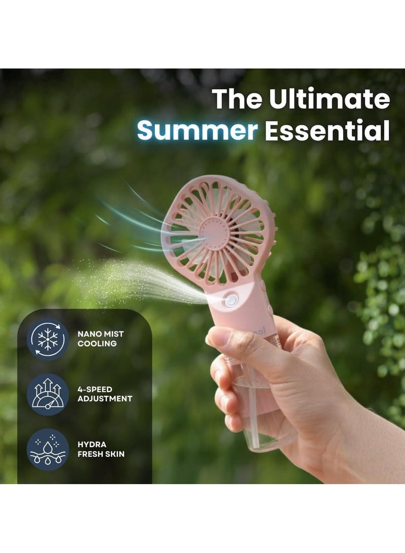 DUNISO Portable Handheld Fan, 2 in1 Spray Fan, USBC Rechargeable Battery Operated and 4 Gear Personal Fan, Mini Fan Multifunctional Silent Fan, Long Endurance Pocket Fan - Image 1