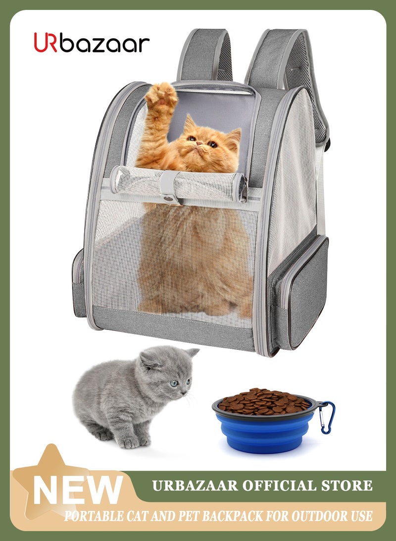 URbazaar Cat Carrier Bag, Pet Carrier Backpack with Pet feeding bowl, Cat Carrying Backpack for Medium Small Dog, Cat, Bunny, Ventilated Mesh Dog Travel Backpack for Outdoor Use - Image 1