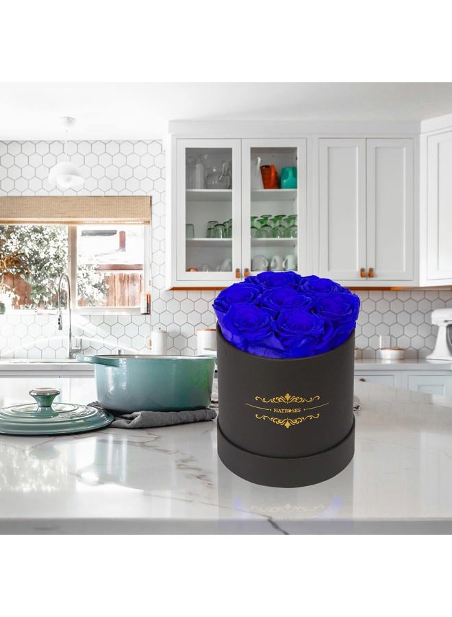 NATROSES 7 Piece Preserved Roses in a Box, Preserved Flowers for Birthday, Flower Gifts for Mothers Day (Royal Blue) - Image 4